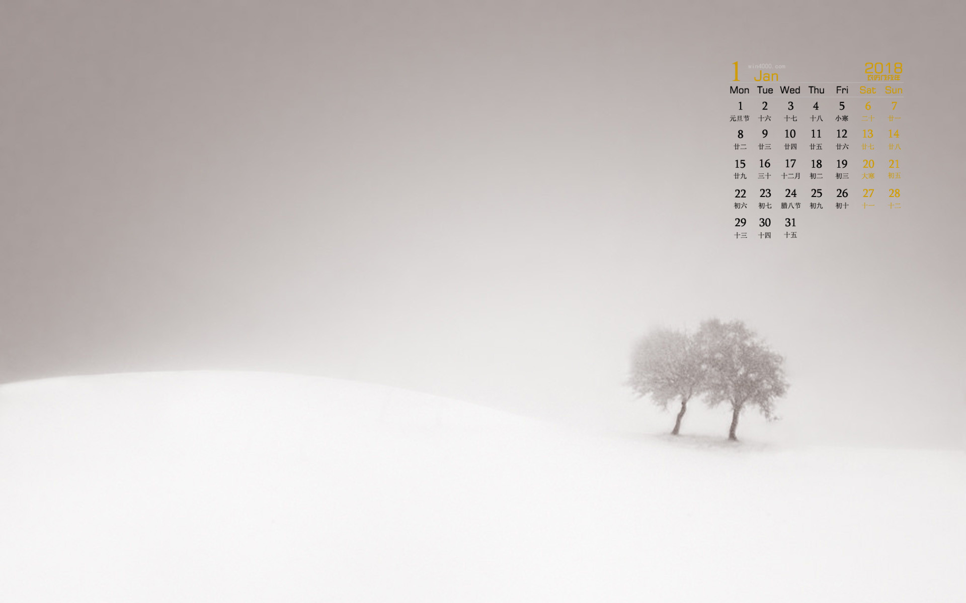 蒼涼美學(xué)——2018年1月極簡自然風(fēng)光創(chuàng)意攝影日歷壁紙賞析